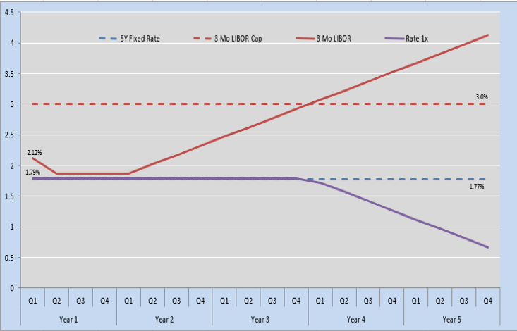 hypothetical 5-year Fixed-Rate with Cap