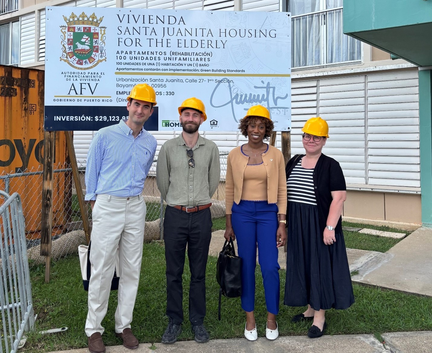 FHLBNY team in front of Santa Juanita Housing for the Elderly