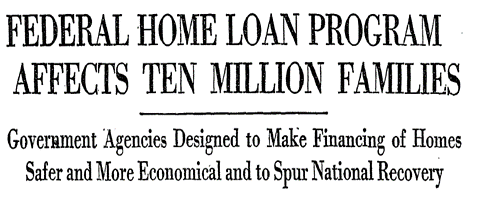 Newsclip: Federal Home Loan Program Affects Ten Million Families